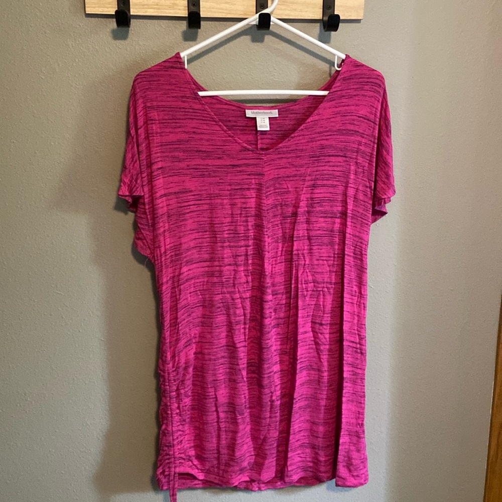 Motherhood Maternity Size M Hot Pink Side Ruche Tie Tee